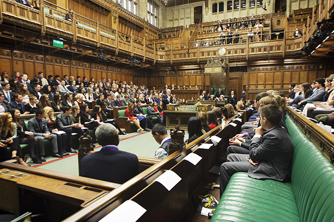 Youth MPs debating work experience in the House of Commons Image copyright:UK Parliament/Jessica Taylor